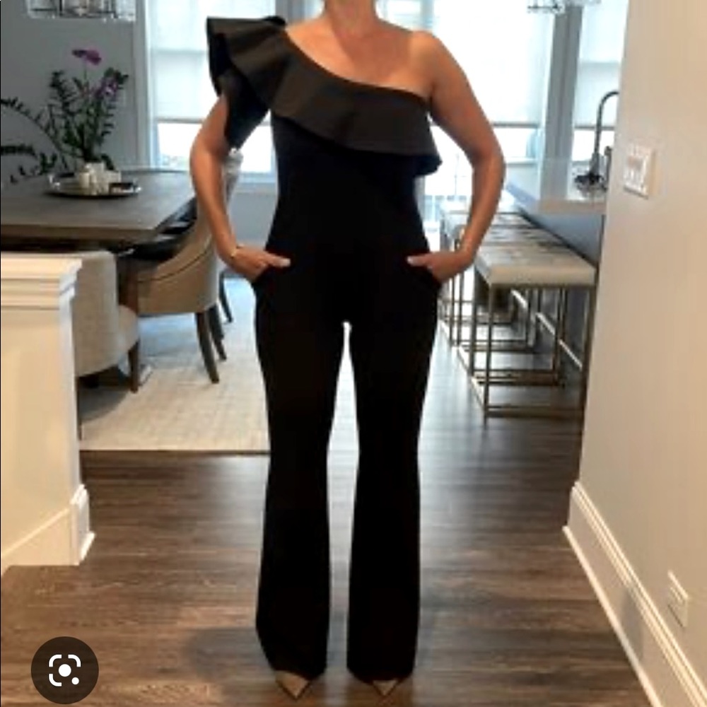 Chiara Boni jumpsuit with one arm ruffle